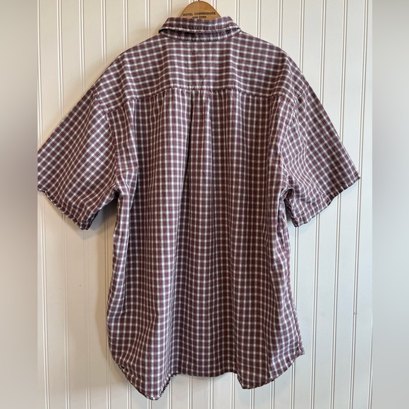 Eddie Bauer Button Down Short Sleeve Red Plaid Men's Size XL work shirt - Picture 3 of 7